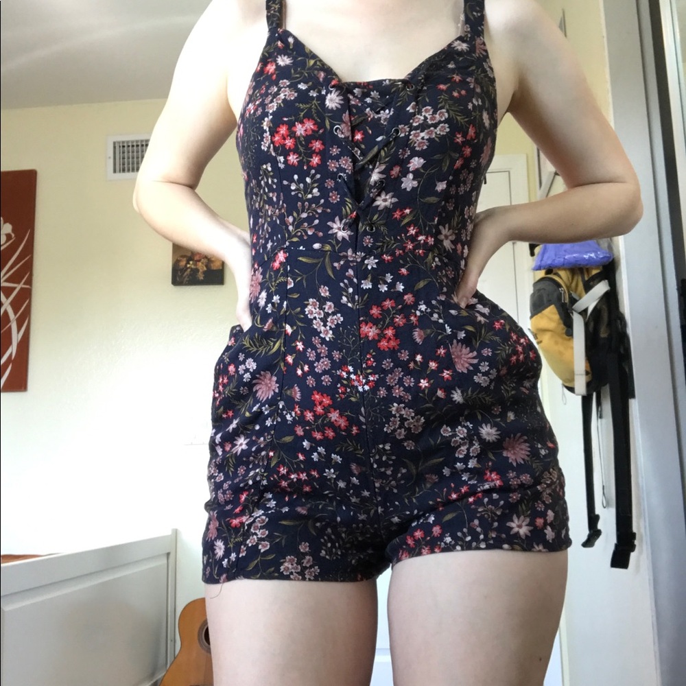 Dark Floral American Eagle Romper